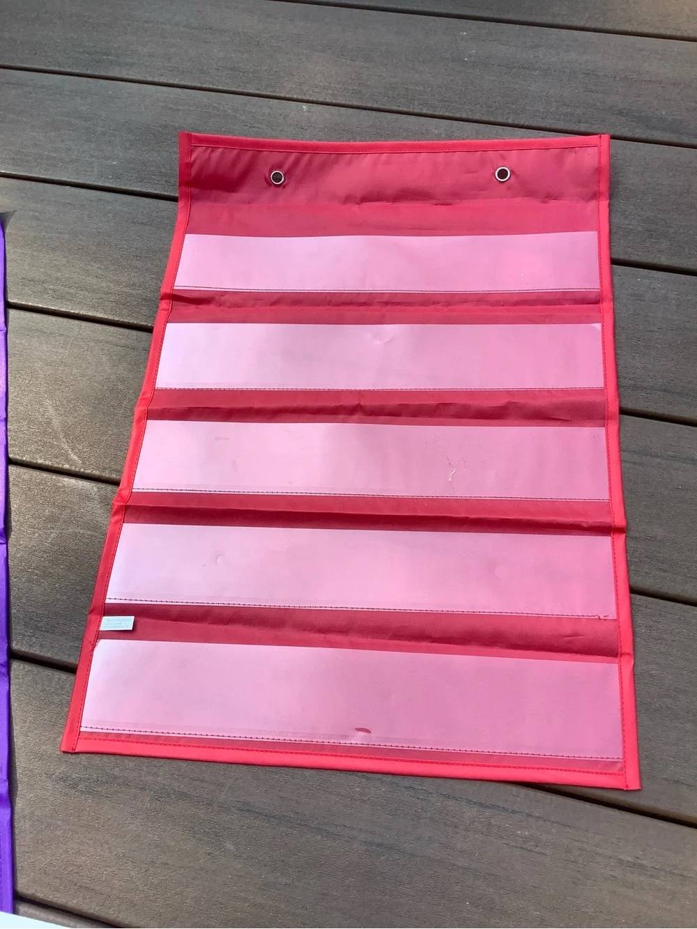 Colorful Hanging Pocket Organizer - Purple, Red, Yellow